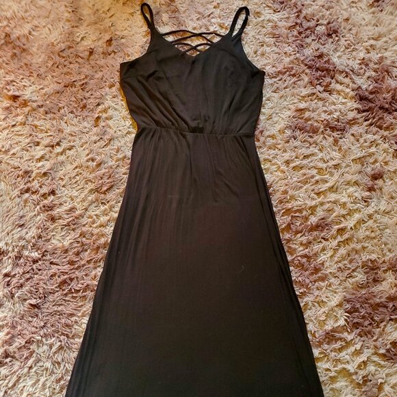 Maruices 24/7 Black Maxi Dress with Strappy Neckline - Picture 1 of 3